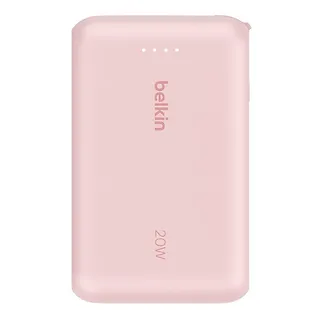Belkin PowerBank BoostCharge 10k mAh 20w wbudowany kabel-C, port-C, różowy