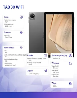 Blackview Tablet TAB 30 WiFi 10.1 cala 2/64GB 5100 mAh Szary