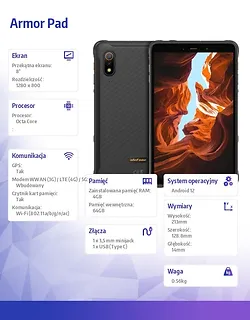 ULEFONE Tablet Armor Pad 4G 8 cali 4/64GB Czarny