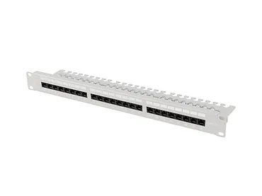 Lanberg Patch panel 24 porty 1U 19 cali kat.5E UTP z organizerem kablowym, szary
