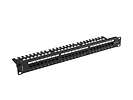 Lanberg Patch panel 24 porty 1U 19 cali kat.6A UTP z organizerem kablowym, czarny