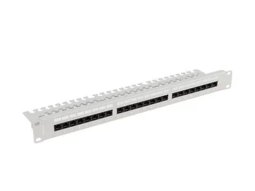 Lanberg Patch panel 24 porty 1U 19 cali kat.6A UTP z organizerem kablowym, szary
