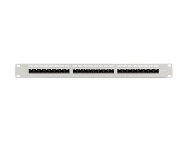 Lanberg Patch panel 24 porty 1U 19 cali kat.6A UTP z organizerem kablowym, szary