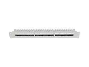 Lanberg Patch panel 24 porty 1U 19 cali kat.6A UTP z organizerem kablowym, szary