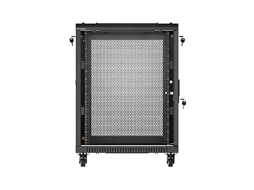 Lanberg Szafa instalacyjna rack stojąca 19 cali 15U 600x600 drzwi perforowane czarna (Flat pack)