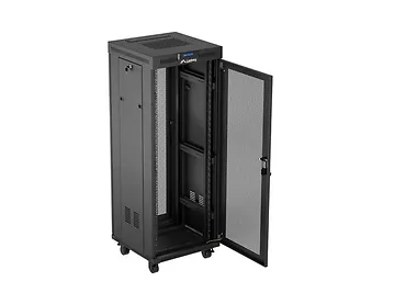 Lanberg Szafa instalacyjna rack stojąca 19 cali 32U 600x600 drzwi perforowane LCD czarna (Flat pack)