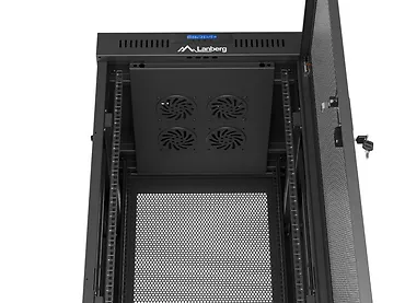 Lanberg Szafa instalacyjna rack stojąca 19 cali 32U 600x600 drzwi perforowane LCD czarna (Flat pack)