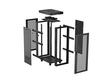 Lanberg Szafa instalacyjna rack stojąca 19 cali 32U 600x1000 drzwi perforowane LCD czarna (Flat pack)