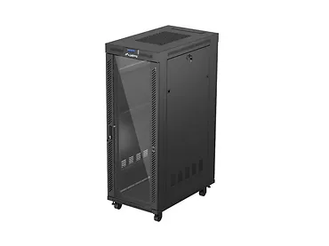 Lanberg Szafa instalacyjna rack stojąca 19 cali 32U 600x1000 drzwi przeszklone LCD czarna (Flat pack)