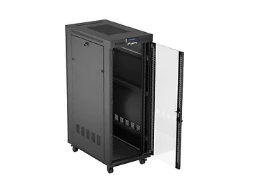 Lanberg Szafa instalacyjna rack stojąca 19 cali 32U 600x1000 drzwi przeszklone LCD czarna (Flat pack)