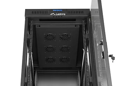 Lanberg Szafa instalacyjna rack stojąca 19 cali 32U 600x1000 drzwi przeszklone LCD czarna (Flat pack)