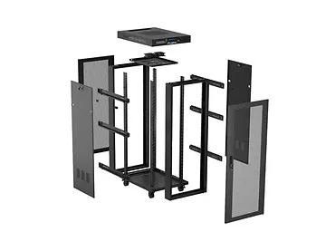 Lanberg Szafa instalacyjna rack stojąca 19 cali 37U 600x600 drzwi perforowane LCD czarna (Flat pack)