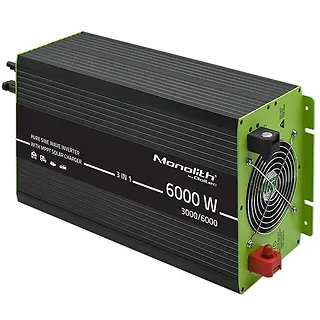 Qoltec Przetwornica solarna 3w1 z funkcją ładowania AC | MPPT | UPS |   ATS | 3000W | 6000W | 12V na 230V | Czysty Sinus