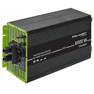 Qoltec Przetwornica solarna 3w1 z funkcją ładowania AC | MPPT | UPS |   ATS | 3000W | 6000W | 12V na 230V | Czysty Sinus