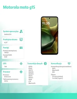 Motorola Smartfon moto g15 8/128GB  Iguana Green