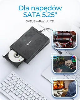 IcyBox Obudowa IB-525-U3 1x5,25 SATA DVD/Blue-Ray, czarna