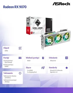 ASRock Karta graficzna Radeon RX 9070 Steel Legend 16 GB