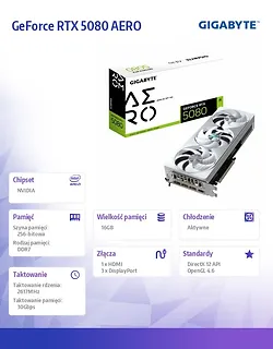 Gigabyte Karta graficzna GV-N5080AERO OC-16GD GV-N5080AERO OC-16GD