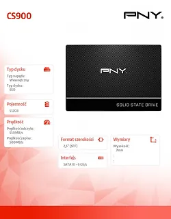 PNY Dysk SSD 512 GB 2,5 S3 SSD7CS900-512-SI BULK
