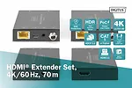 Digitus Przedłużacz / Extender HDMI 70m po skrętce kat.5e/6/7 4K 60Hz PoC (Power over Cable) (zestaw)