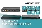 Digitus Przedłużacz / Extender HDMI HDBaseT 150m kat.5e/6/74K 60Hz PoC (Power over Cable) IR audio (zestaw)