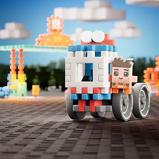 Marioinex Klocki Mini Waffle - Stacja benzynowa 148 elementów