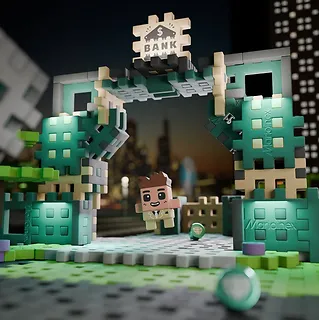 Marioinex Klocki Mini Waffle - Napad na bank 148 elementów