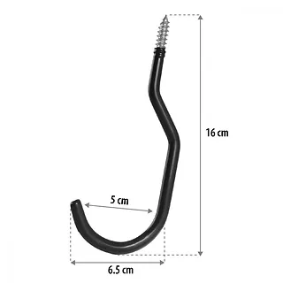 Maclean 2x hak sufitowy, max 10 kg/hak, MC-485 Komplet dwóch haków, na drabinę, rower, wąż ogrodowy. Stalowy Czarny.