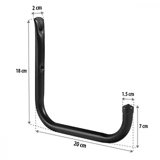 Maclean 2x uchwyt ścienny, max 22kg/uchwyt MC-487 Komplet 2 uchwytów ściennych na opony, koła, drabinę, rower. Stalowy, Czarny