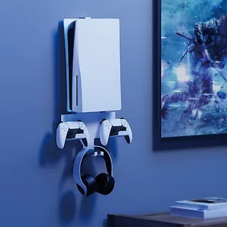 Maclean Stojak do Playstation 5 RS181, biały, ścienny, max 10kg, uchwt na pady