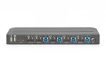 Digitus Przełącznik KVM, 4 portowy, 4K 60Hz, 4x DP IN, 1x DP OUT, 1x HDMI OUT, 2x USB A, 1x Audio IN&OUT