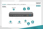 Digitus Przełącznik KVM, 4 portowy, 4K 60Hz, 4x DP IN, 1x DP OUT, 1x HDMI OUT, 2x USB A, 1x Audio IN&OUT