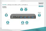 Digitus Przełącznik KVM, 4 portowy, 4K 60Hz, 4x DP IN, 1x DP OUT, 1x HDMI OUT, 2x USB A, 1x Audio IN&OUT