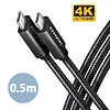 AXAGON Kabel USB-C - USB-C 3.2 Gen 2 BUCM32-CM05AB, 0.5m, PD 100W, 5A, 4K HD, ALU, oplot, czarny
