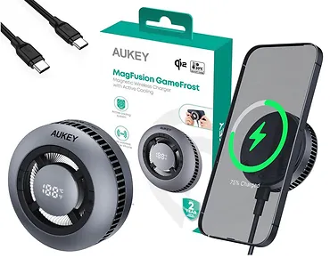 AUKEY Ładowarka bezprzewodowa LC-G10 chłodząca MagSafe Qi2 15W USB-C