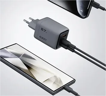 AUKEY Ładowarka sieciowa PA-C3 3xUSB (2xUSB-C + 1xUSB-A) 67W 5A QC5.0 PD3.0 AFC PPS FCP SCP