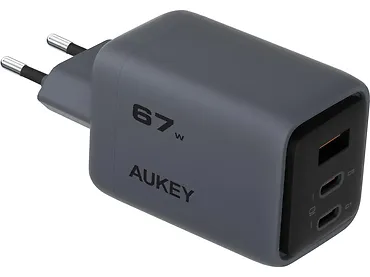 AUKEY Ładowarka sieciowa PA-C3 3xUSB (2xUSB-C + 1xUSB-A) 67W 5A QC5.0 PD3.0 AFC PPS FCP SCP