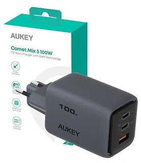 AUKEY Ładowarka sieciowa PA-C5 3xUSB (2xUSB-C i 1xUSB-A) 100W 5A QC5.0 PD3.0 AFC PPS FCP SCP