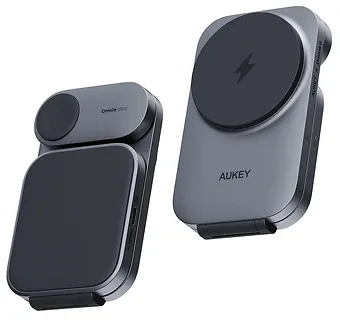 AUKEY Ładowarka bezprzewodowa LC-MC312 Slim 3w1 Qi2 15W MagSafe + ładowarka PD 30W + Etui