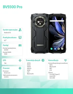 Blackview Smartfon BV9300 Pro 15080 mAh 12/256GB czarny