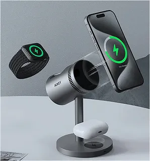 AUKEY LC-MC311A 3w1 15W Qi2 chłodząca ładowarka bezprzewodowa MagSafe + ładowarka PD 30W