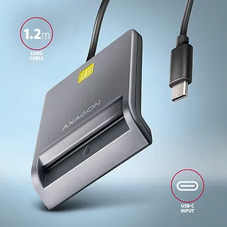 AXAGON Czytnik kart identyfikacyjnych CRE-SM3TC  USB-C, 1.2m kabel