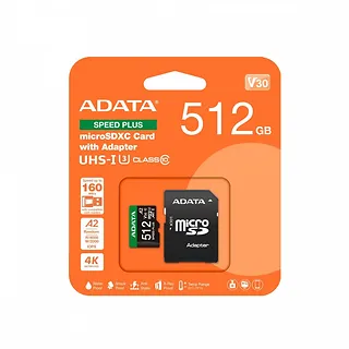 Adata Karta microSD Speed Plus 512GB UHS1 U3 V30 A2 180/160 MB/s