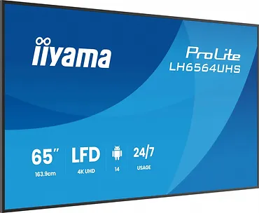 IIYAMA Monitor 65 cali LH6564UHS-B1AG, 24/7,VA,ANDROID14,4K,500cd,5000:1,    2xHDMI ,USB-C,RJ45, RS-232c, IR, 2x10W, 2xUSB, UCHWYT ŚCIENNY,iiSignage2,WiFi,Fa