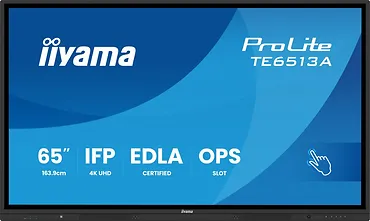 Monitor 65 cali TE6513A-B1AG INFRARED,40pkt,IPS,4K,7H,450cd/m2,      WiFi,USB, ANDROID 14, Google EDLA,2x20W, UCHWYT CIENNY