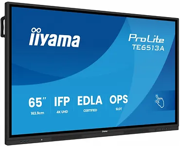 Monitor 65 cali TE6513A-B1AG INFRARED,40pkt,IPS,4K,7H,450cd/m2,      WiFi,USB, ANDROID 14, Google EDLA,2x20W, UCHWYT CIENNY