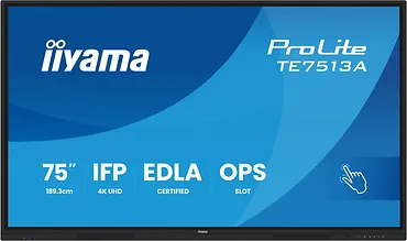 Monitor 75 cali TE7513A-B1AG INFRARED,40pkt,IPS,4K,7H,450cd/m2,      WiFi,USB, ANDROID 14, Google EDLA,2x20W, UCHWYT CIENNY
