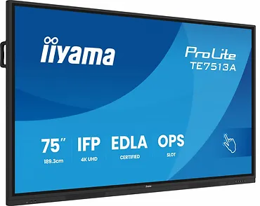 Monitor 75 cali TE7513A-B1AG INFRARED,40pkt,IPS,4K,7H,450cd/m2,      WiFi,USB, ANDROID 14, Google EDLA,2x20W, UCHWYT CIENNY