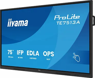 Monitor 75 cali TE7513A-B1AG INFRARED,40pkt,IPS,4K,7H,450cd/m2,      WiFi,USB, ANDROID 14, Google EDLA,2x20W, UCHWYT CIENNY