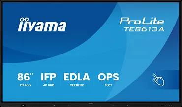 Monitor 86 cali TE8613A-B1AG INFRARED,40pkt,IPS,4K,7H,450cd/m2,      WiFi,USB, ANDROID 14, Google EDLA,2x20W, UCHWYT CIENNY